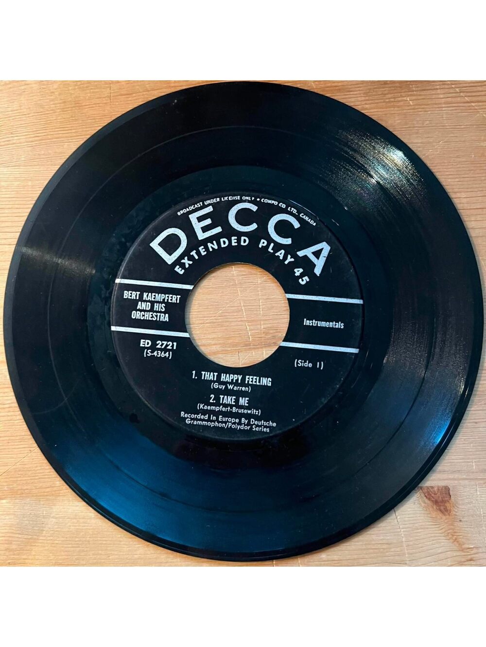 Bert Kaempfert and his Orchestra-That Happy Feeling/HappyTrumpeter 45rpm VG+ R11